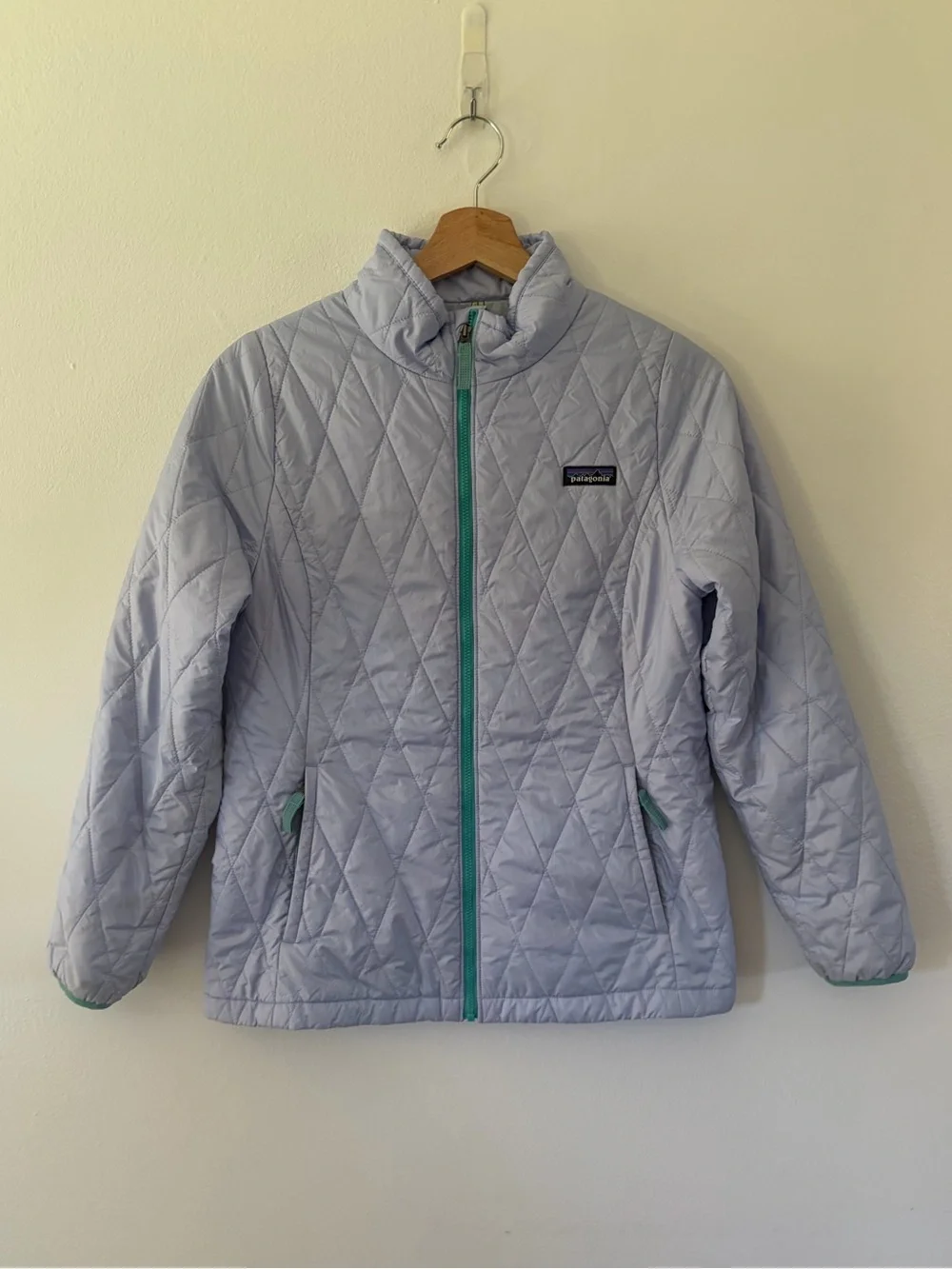 Patagonia Girl's Nano Puff Purple Full-Zip Primaloft Diamond Quilted Jacket
